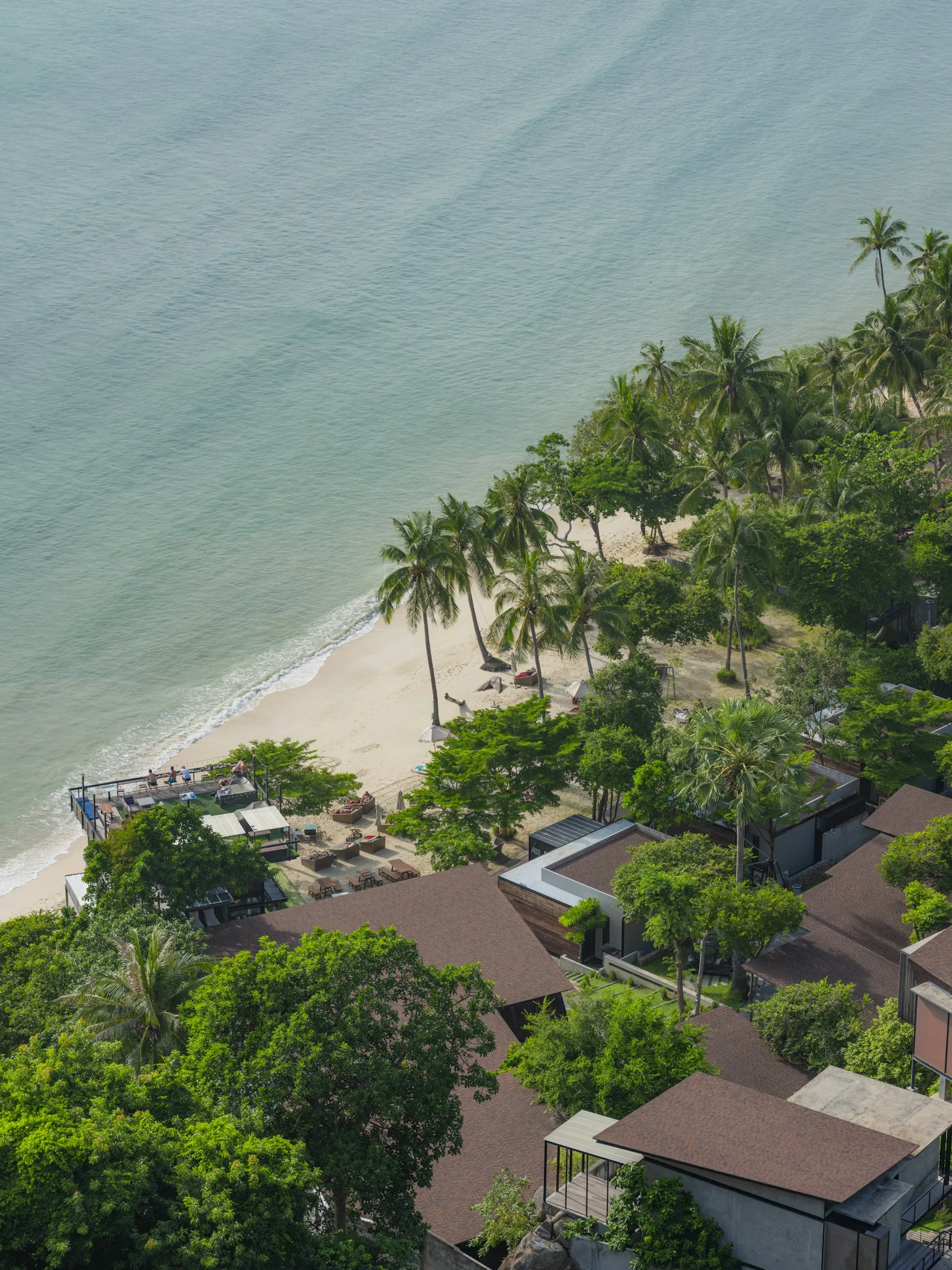 Aerial view from Haad Rin viewpoint over Rin Nai Beach on Koh Phangan