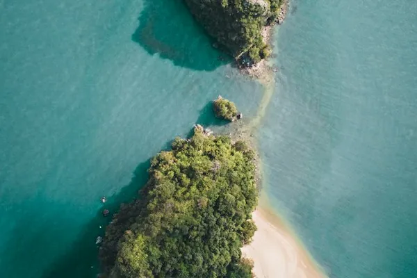 Aerial view of the green island of Koh Yao Noi