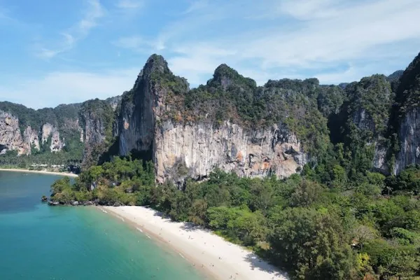 Railay Beach and limestone cliffs on Krabi’s coast
