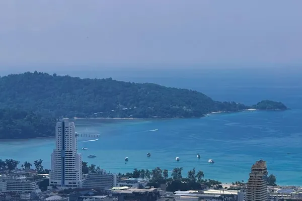 Aerial sea view of Patong Beach and the resort town
